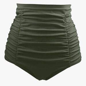 High-Waist Ruched Swim Briefs - Olive